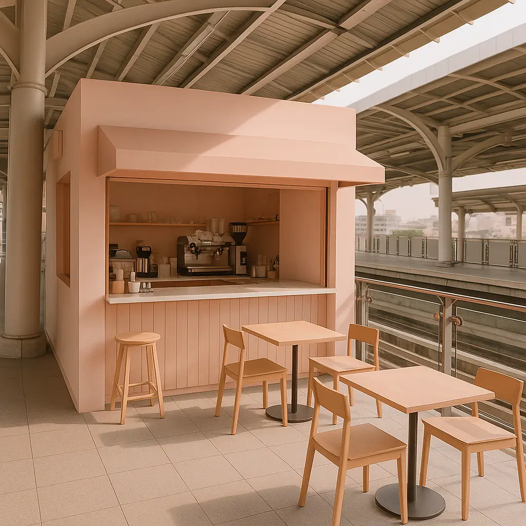 คาเฟ่มินิมอลใกล้สถานีรถไฟฟ้าในกรุงเทพ โทนสีขาว-ชมพู
